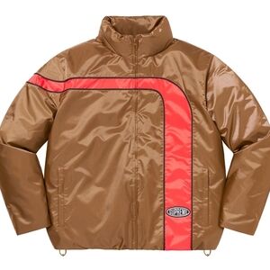 Supreme Mustard/Tan and Red Puffer Jacket MENS MEDIUM